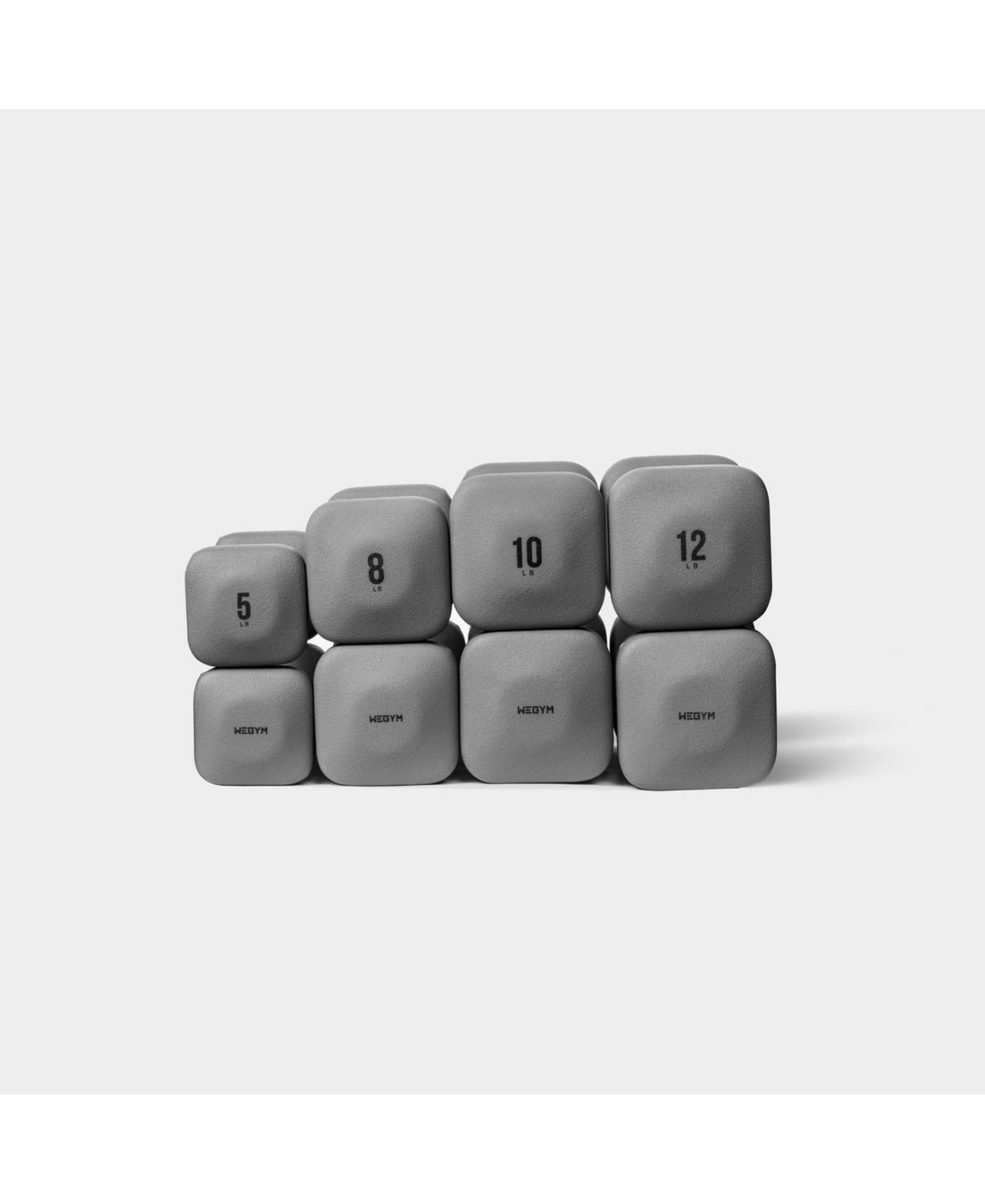 PreWeGym SafeGrip Dumbbells Medium Set - 5, 8, 10, 12 lbsmium Suede Mat - Slate