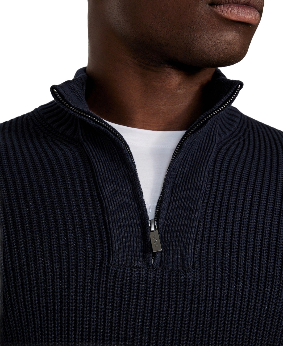 Guess Men's Headley Half Zip Mock Sweater In Black
