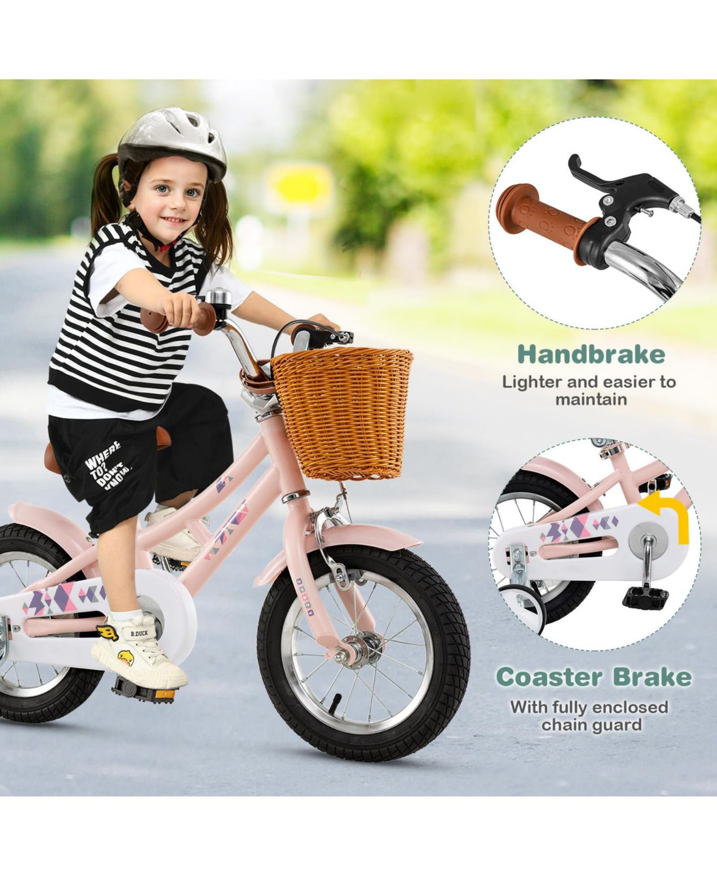 Детская игрушка Mecale 12-Inch Adjustable Training Wheels Bicycle, Ages 3-8, цвет: Розовый — фото 4