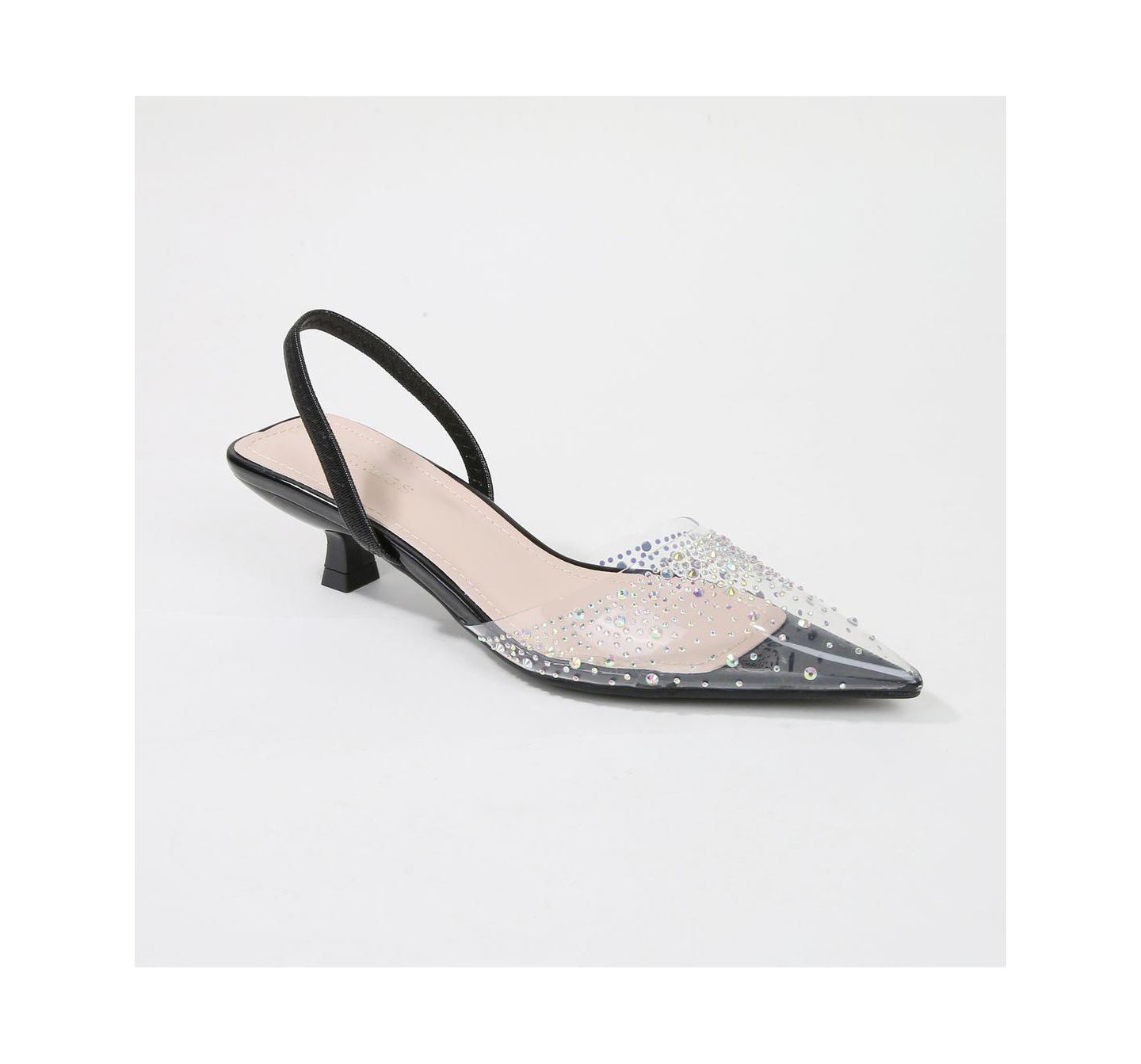 Женские туфли BERNESS Mabel Clear Rhinestone Kitten Heels, цвет: Чёрный — фото 1