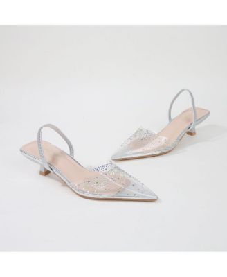 Mabel Clear Rhinestone Kitten Heels