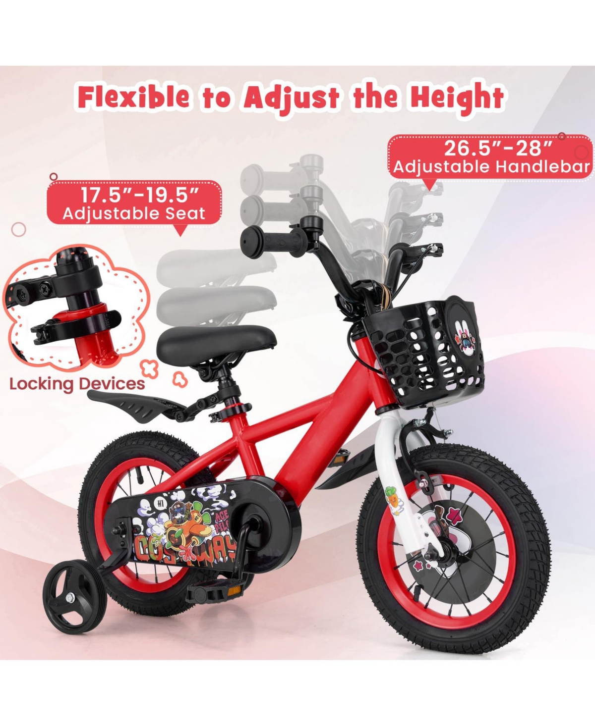12 Inch Kids Bike for 3-8 Years Old Sport Bicycle with Adjustable Handlebar and Saddle
