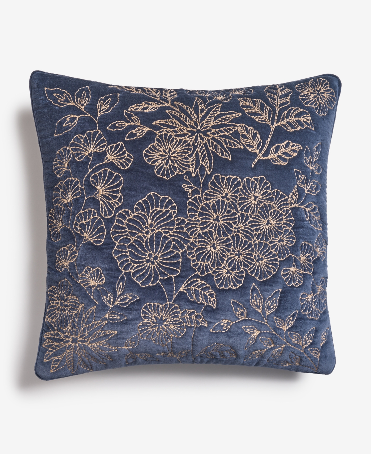 Charter Club Velvet Botanical Decorative Pillow, 18" X 18", Exclusively At Macy's In Blue