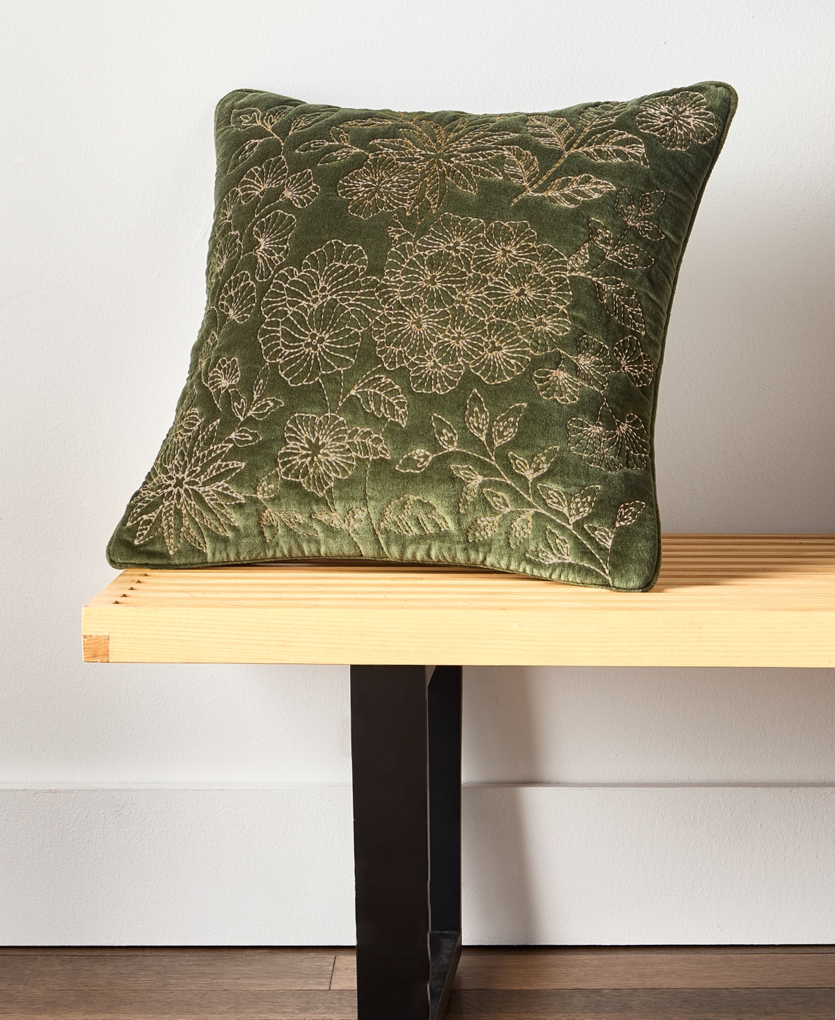 Charter Club Velvet Botanical Decorative Pillow, 18" X 18", Exclusively At Macy's In Green