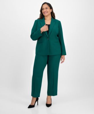 Le Suit - Plus Size Notched Collar One-Button Pantsuit