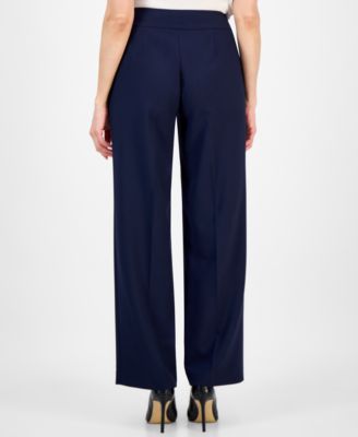 Women's Notched Collar Wide-Leg Pantsuit Set, Regular & Petite