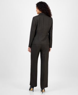 Women's Notched Collar Wide-Leg Pantsuit Set, Regular & Petite