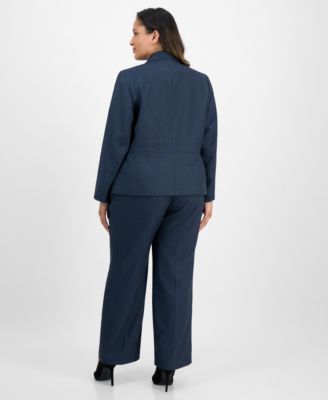 Plus Size Notched Collar Wide-Leg Pantsuit Set