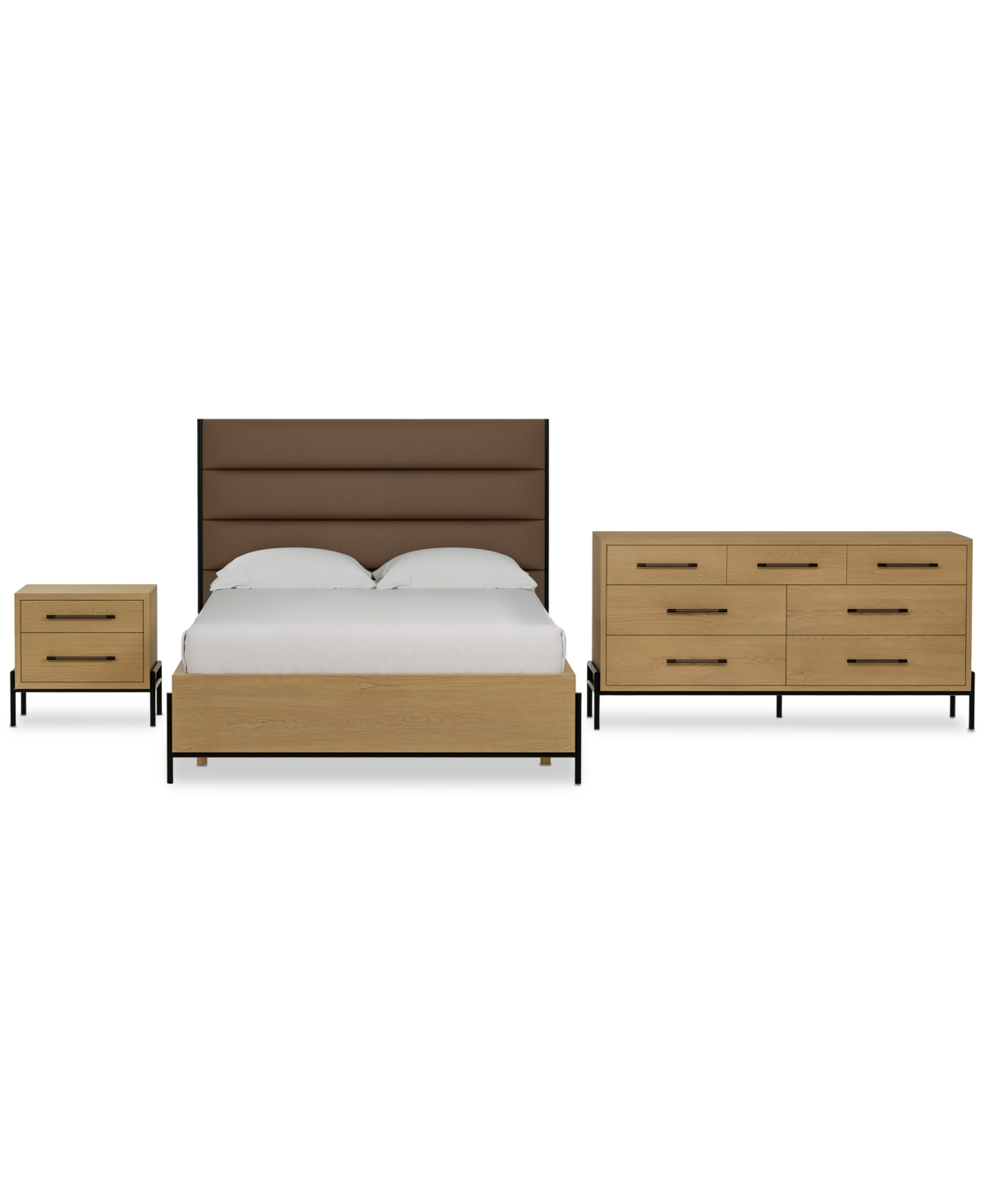 Macy's Linstead 3-pc. Queen Upholstered Set (bed, Dresser & Nightstand), Created For  In Transparent