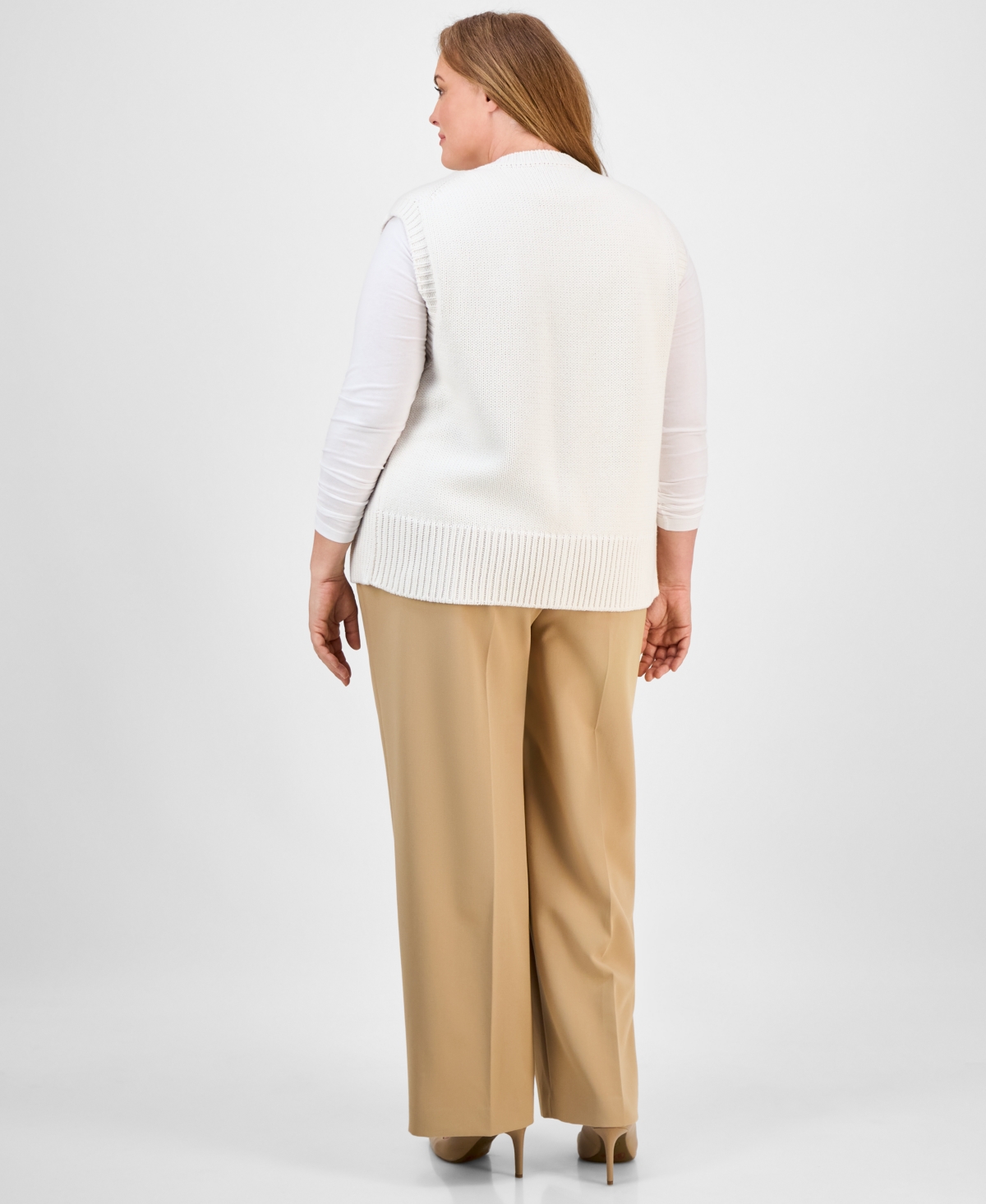 Anne Klein Plus Size Cardigan Sweater In White