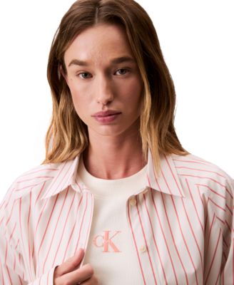 Women's Stripe Boxy Cotton Crop Shirt