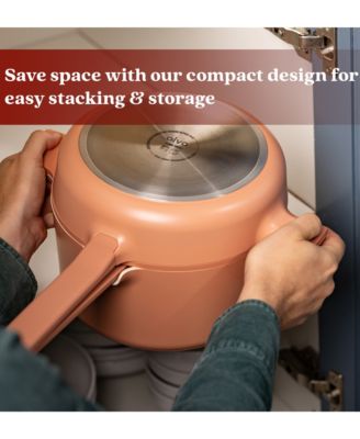 Neat Nested Nonstick Ceramic Cookware Set 5-Piece Set Peach - Easy to Clean, Oven Safe and Made without PFAS, PFOA & PTFE