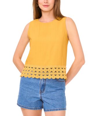 Vince Camuto - Women's Crewneck Lace-Hem Tank Top