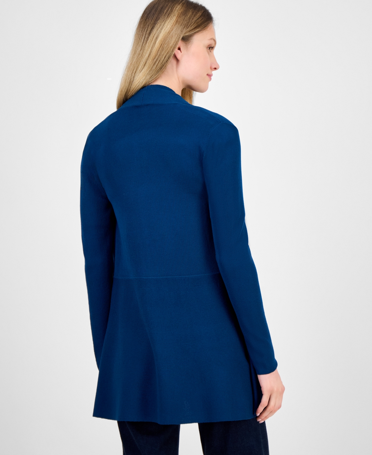 Anne Klein Monterey Open-front Longline Cardigan In Blue