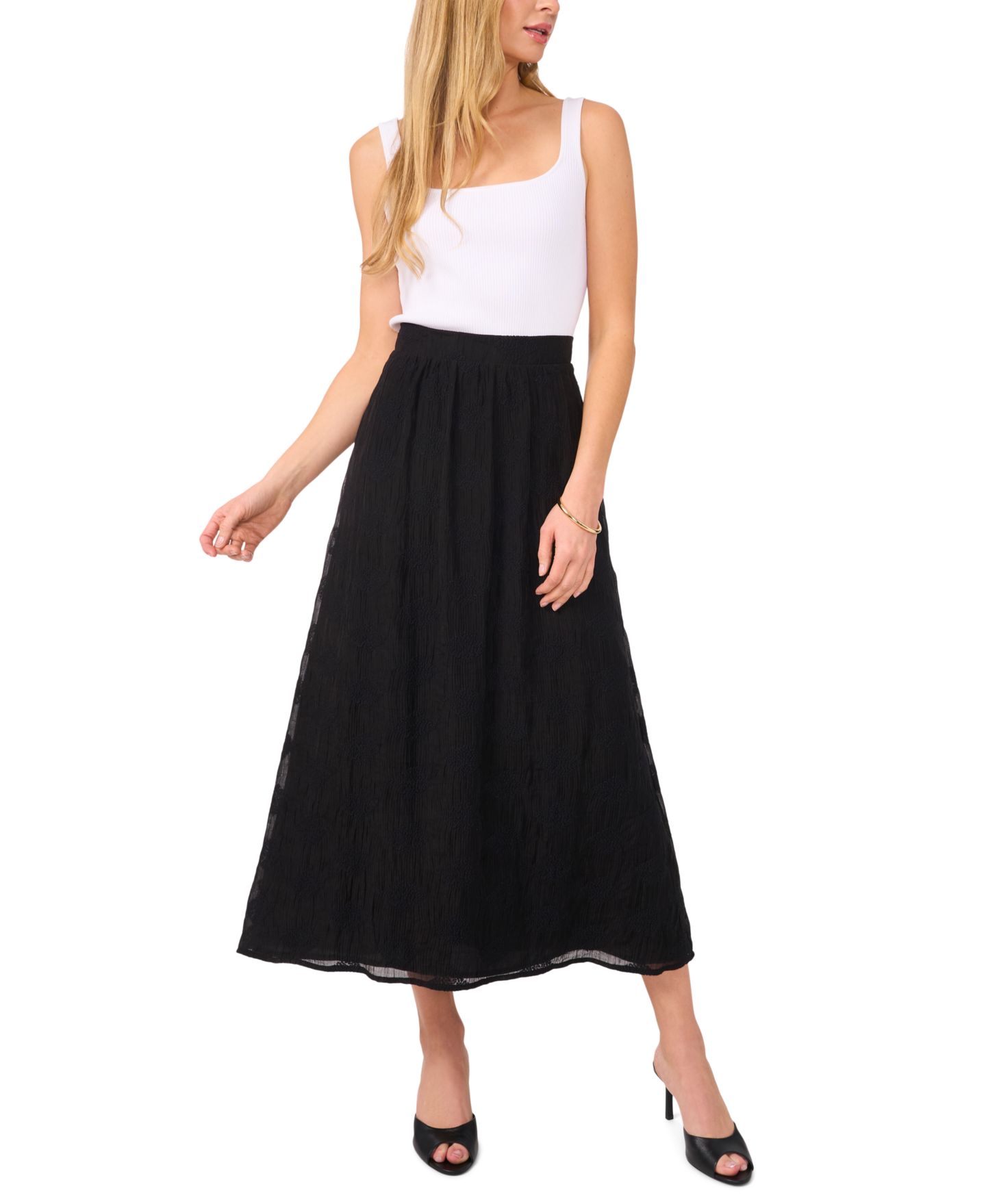 Женская юбка Vince Camuto Textured A-Line, цвет: Насыщенный чёрный — фото 1