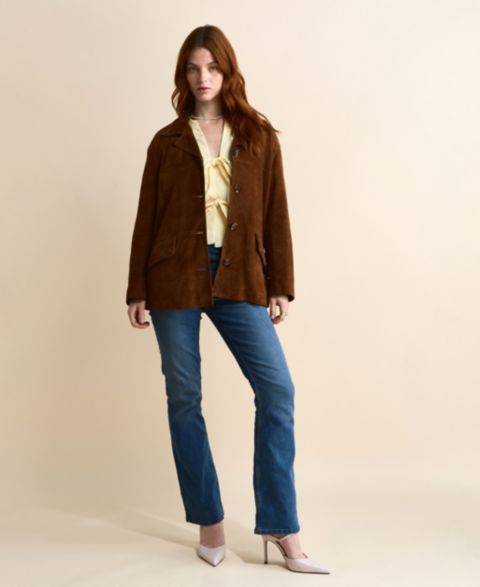 Женская куртка Furniq UK Dahlia Suede Shirt Jacket, цвет: Коричневый