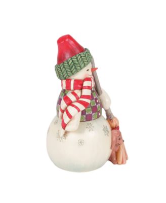 Snowman with Dog Peeking Figurine