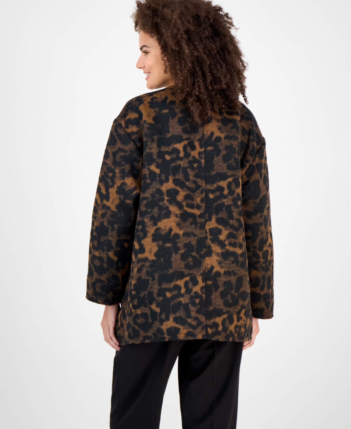 Anne Klein Women's Colllarless Brushed Double-face Jacket In Brown