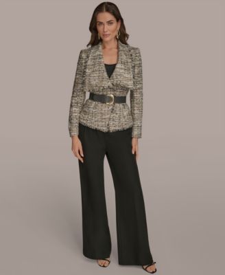 Women's Belted Tweed Jacket, Regular & Petite