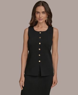 Donna Karan New York Women's Sleeveless Button-Front Sweater - Macy's