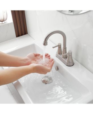 4 in. Centerset 2-Handle High-Arc Bathroom Faucet in Brushed Nickel