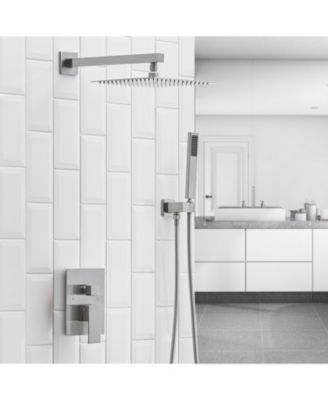 3-Spray Patterns With 2.5 GPM 10 in. Showerhead Wall Mounted Dual Shower Heads With Valve