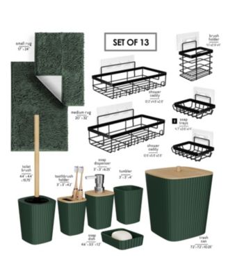 Complete Bathroom D&eacute;cor & Accessory Set with Bath Rugs & Shower Caddy Set