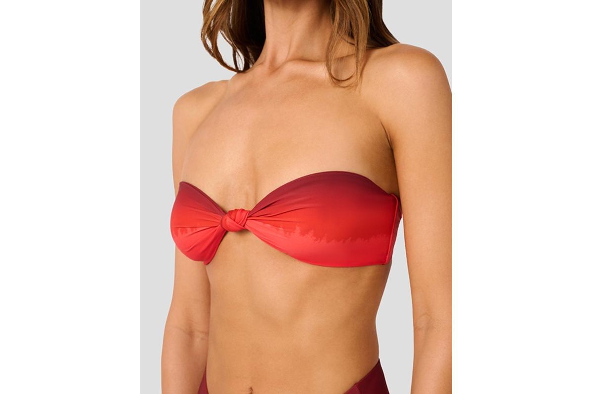 Women's Ruched Tie Bandeau Top - Oxblood/cherry