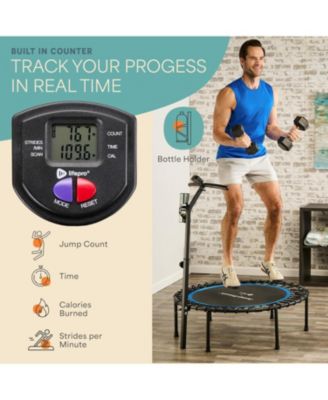 JumpTrack 40” Rebounder Trampoline with Jump Counter – Low-Impact Silent Bungee System for Home Cardio – Supports Up to 350 lbs