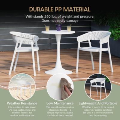 Outdoor Modern Stackable Plastic Resin Patio Dining Armchair (Set of 2)