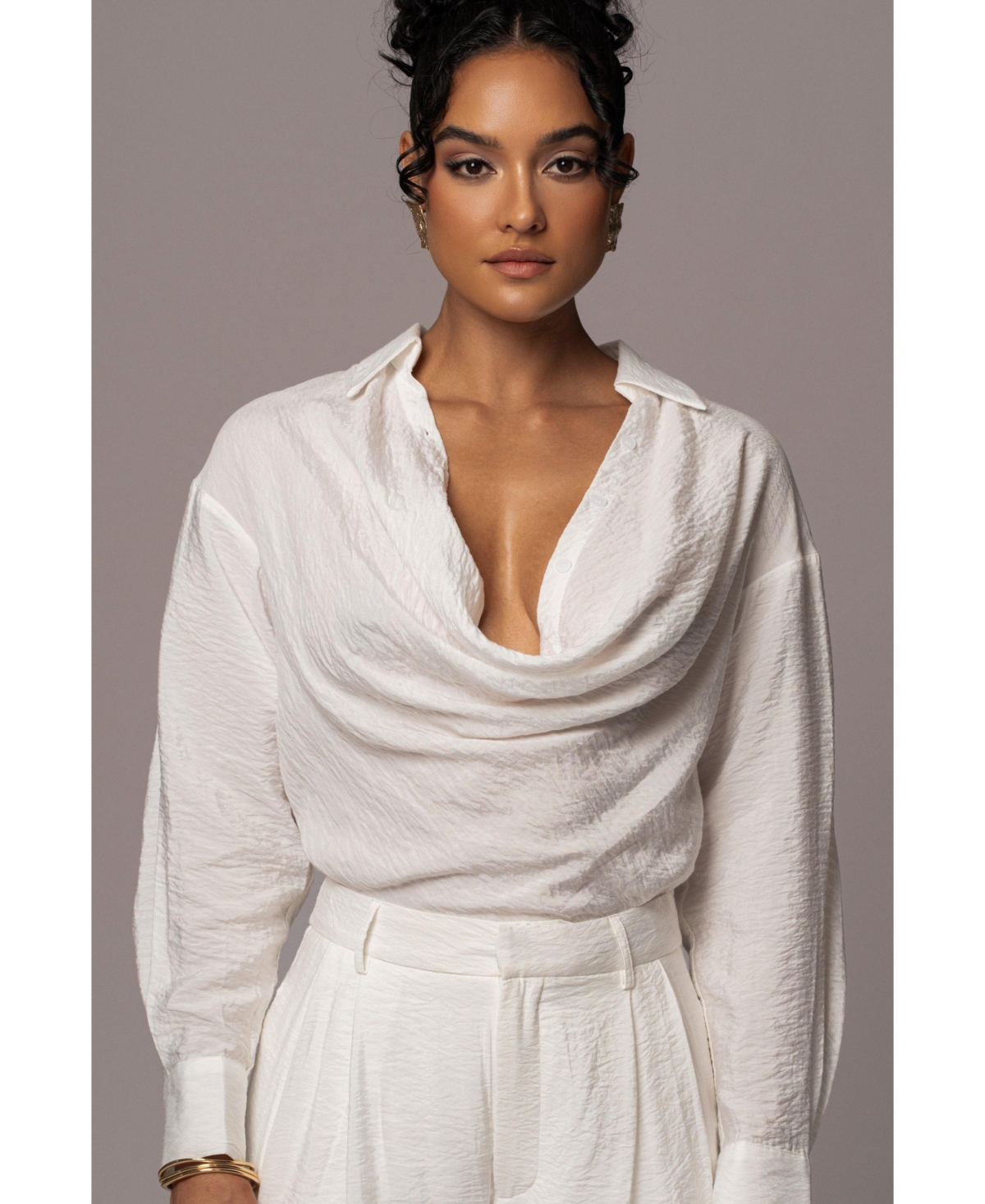 Women's Greta Collared Top - Ivory