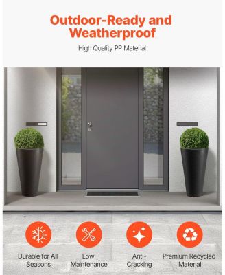 Tall Planter Set of 2 Round Tapered Plant Pots for Outdoor Indoor