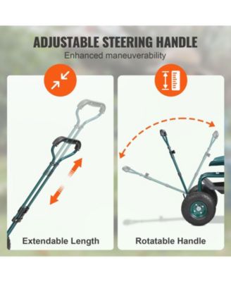 Garden Scooter Cart with Wheels Swivel Seat Tool Tray and Handle for Outdoor Tasks