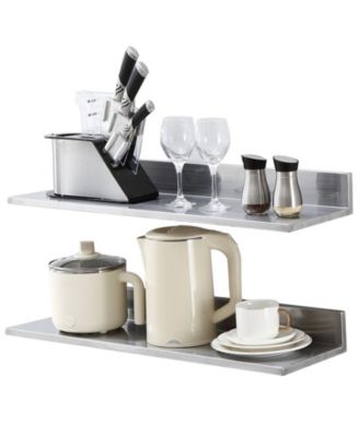 2 Pack Stainless Steel Wall Shelf with Backsplash 44 lbs Load for Kitchen Bar or Hotel