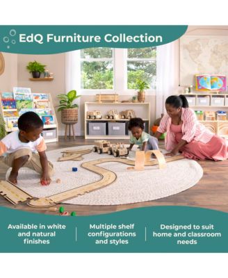 EdQ 3-Shelf Open Storage 36" - Natural: Children's Wooden Home and Classroom Toy and Book Organizer with Shelves and Bins