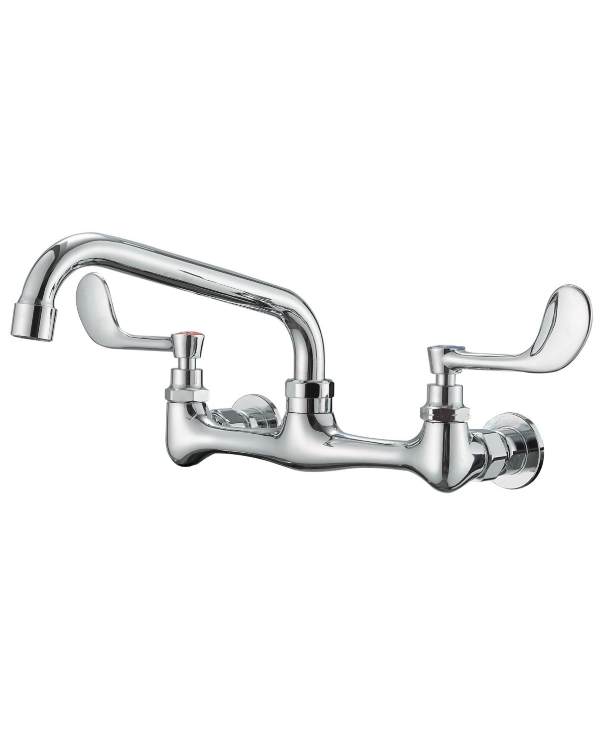 Double Handle Wall Mount Standard Kitchen Faucet with 8 in. Swivel Spout 8 in. Center in Polished Chrome - Polished chrome