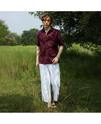 Men's Wine Red Foliage-Tactile Shirt