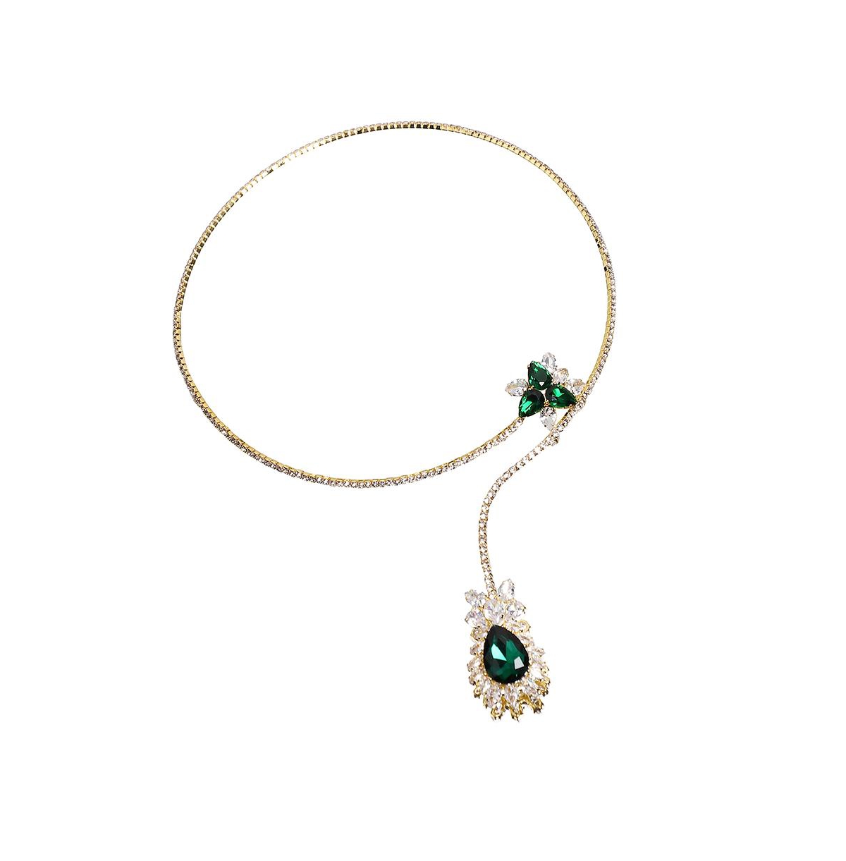 Teardrop Stone Lariat Necklace - Green