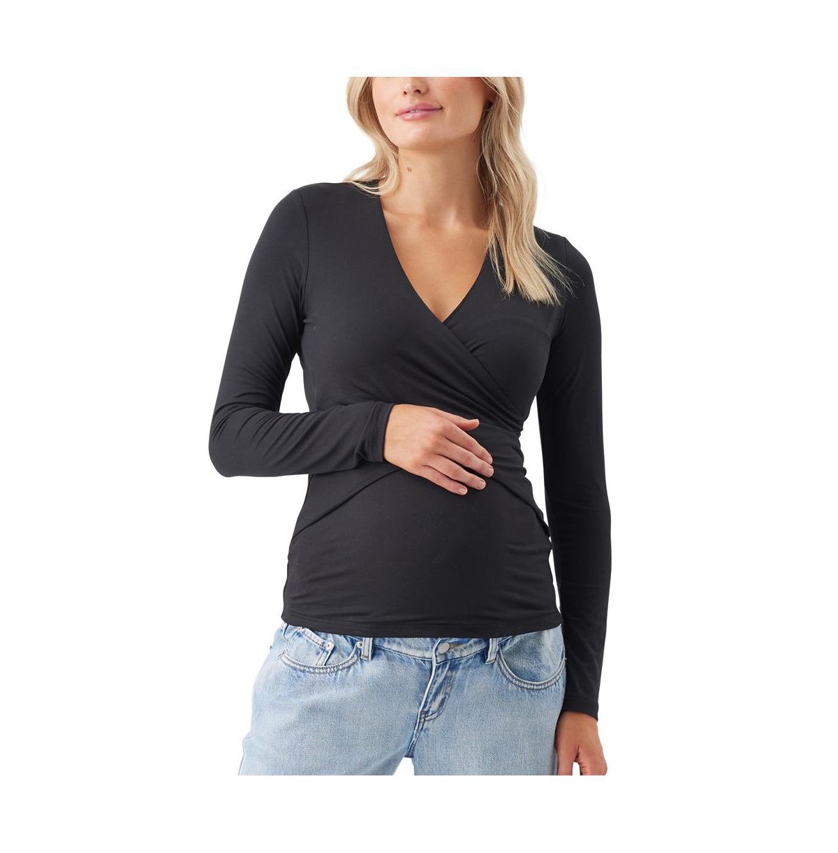 Maternity Luxe Knit Embrace Nursing Top - Black