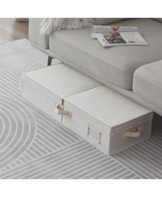 Folding Fabric Under Bed Organizer w/Double Open Lid - Clay