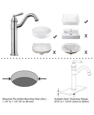 Bathroom Vessel Sink Tempered Glass WaterDrop w/ Single Handle Faucet