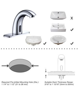 5" Touchless Bathroom Faucet with Rectangle Vessel Sink Brush Chrome