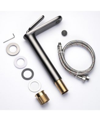  6 7/8" x 1 15/16" x 12 3/8"- Bathroom Faucet Vessel Sink Kit Vanity Mixer Tap Tempered Glass Sink