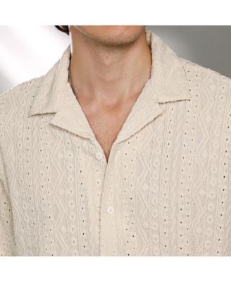 Men's Off-White Aztec-Textured Shirt