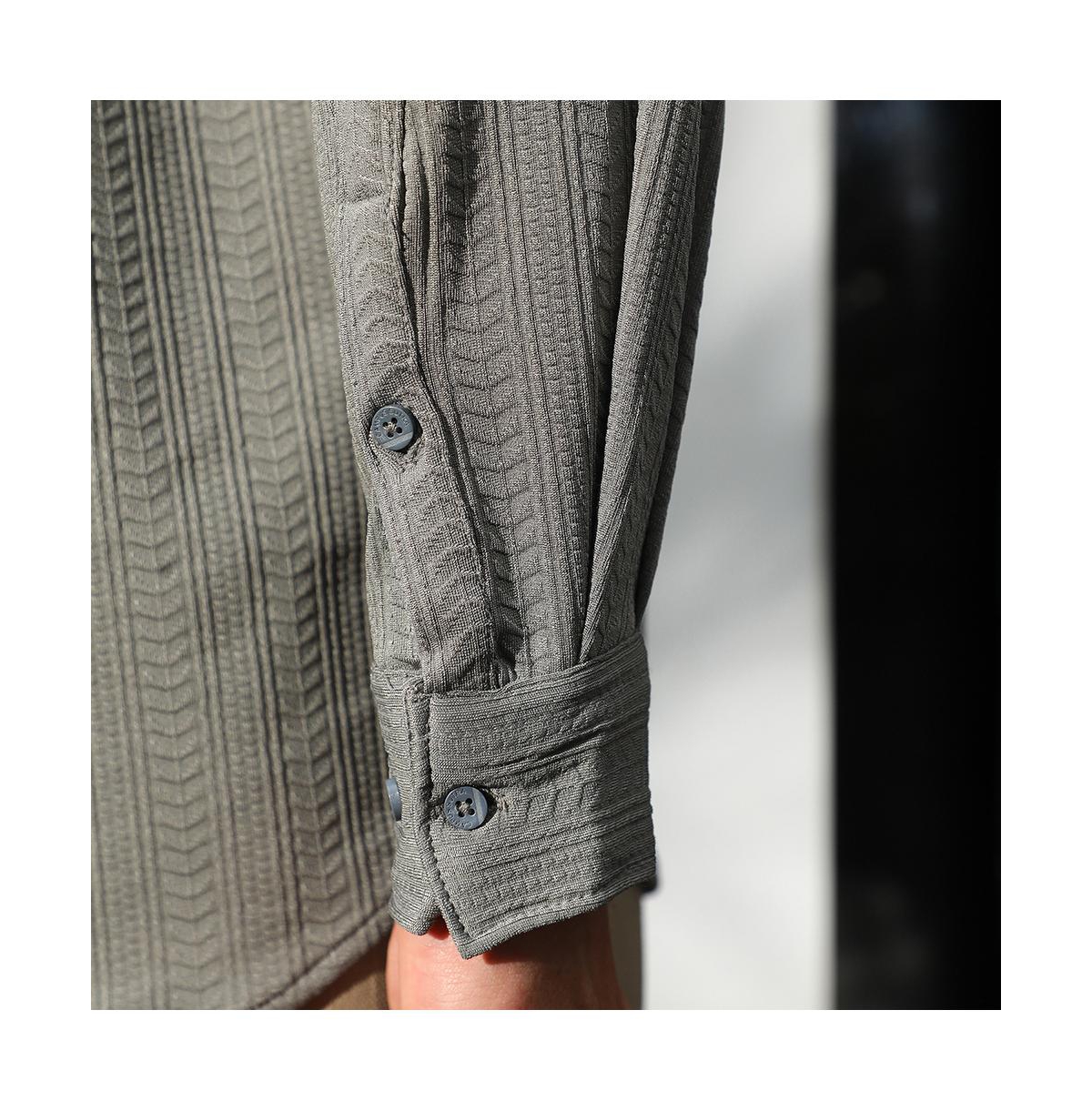 Campus Sutra Men's Ash Grey Stripe-Textured Shirt