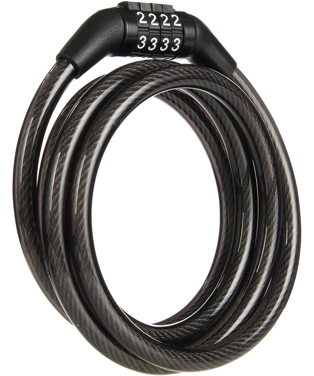 5 Ft Bike Lock Cable with Preset Combination, Vinyl Covered Security Cable for Outdoor Use - Black