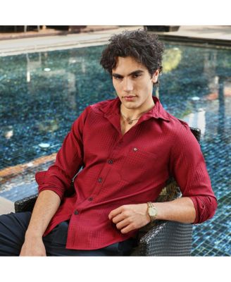 Men's Ruby Red Houndstooth-Tactile Shirt