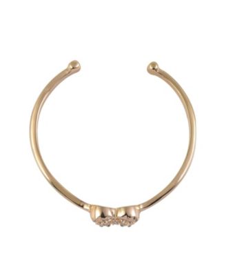 Gold Tone Textured Heart Cuff Bracelet