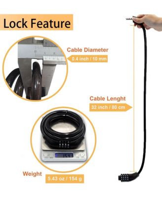 4-Digit Combination Bike Cable Lock, 32-Inch Coiled Security Lock, Anti-Theft for Mountain Bikes, Road Bikes, Scooters, Electric Bicycles