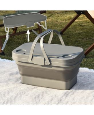 Collapsable Picnic Basket With Tray Stand